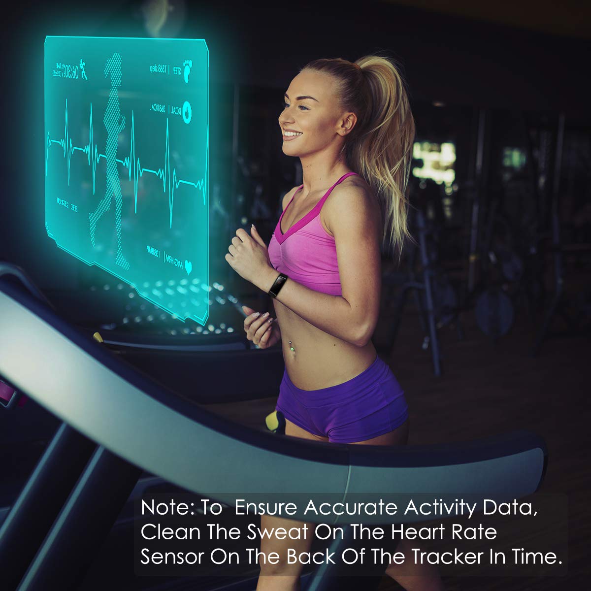 CHEREEKI Pulsera Actividad, Pulsera de Actividad IP68 con Pulsómetro y Presión Arterial, 0.96\