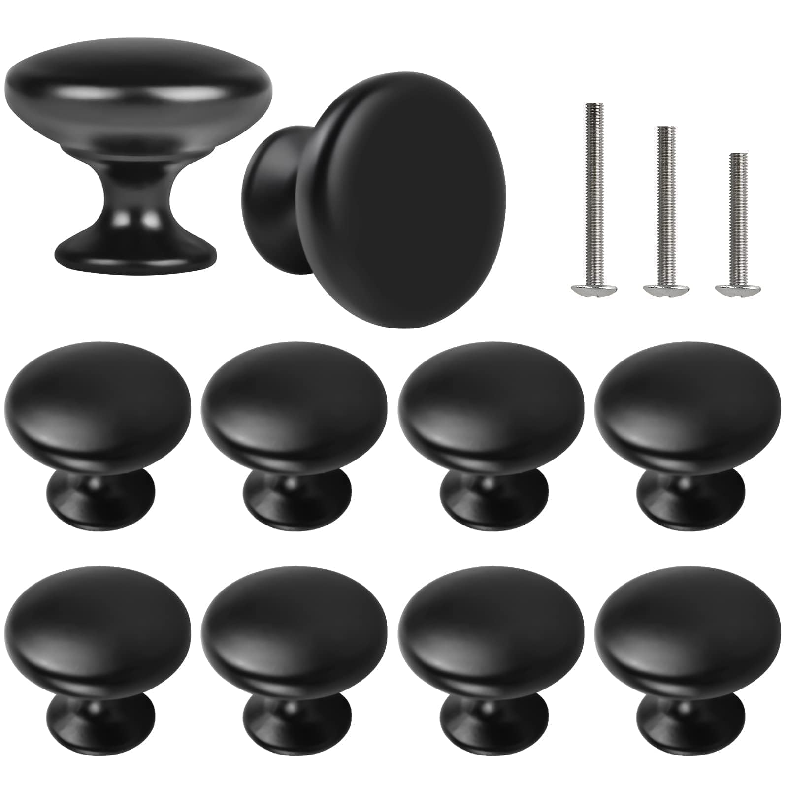 ShipeeKin 10x Cupboard Knobs Black Door Knobs Matt Black Cabinet Pull Handle 30mm for Kitchen Dresser Furniture Chest Drawer Wardrobe Door Bathroom