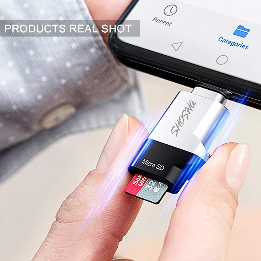 Audio Card Reader SHOSHA Micro SD Card Reader USB C– External Memory Card Readers – Plug ...