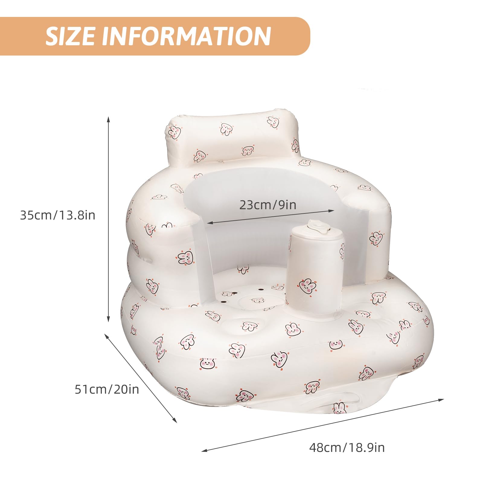 Inflatable Baby Seat for Babies 3 Months and Up, Infant Back Support Sofa,Toddler Floor Seats for Sitting Up, Blow Up Baby Chair with Built in Air Pump, Baby Seats for Kids, Baby Chair