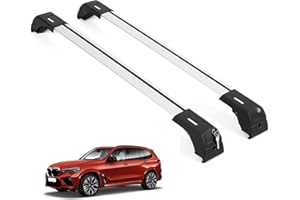 ERKUL Roof Rack Cross Bars for BMW X5 F15 2014-2018 | Anti-Theft Lock Aluminum Crossbars for Rooftop, Cargo Carrier, Luggage, Kayak, Canoe, Bike | Silver