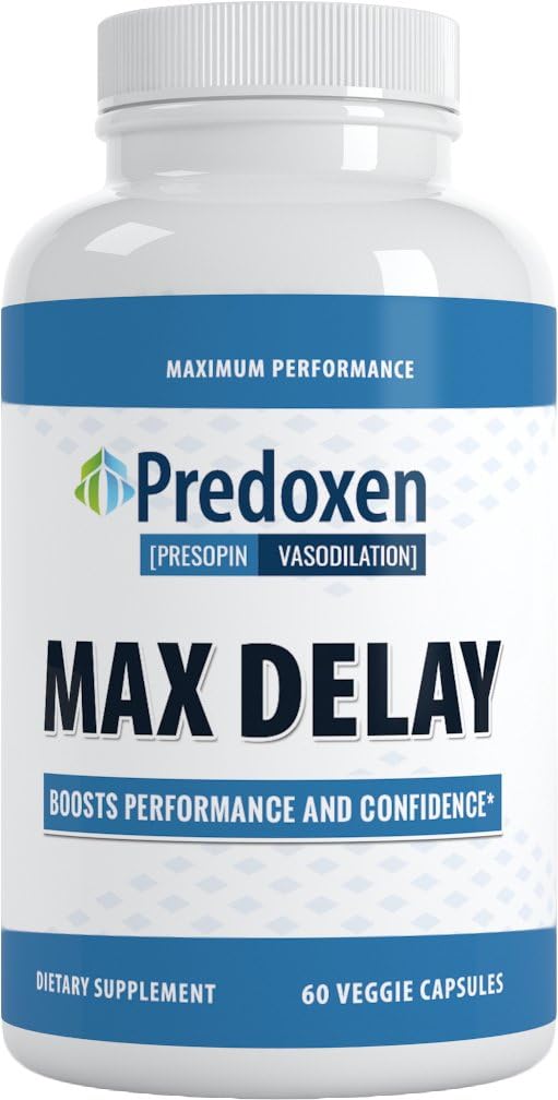 Predoxen Max Delay - 1,000mg/Serving - Designed to Prolong Climactic Release - No More Embarrasing Accidents - Boosts Performance and Confidence + Increase Serotonin to Enjoy The Ride (60 Caps)