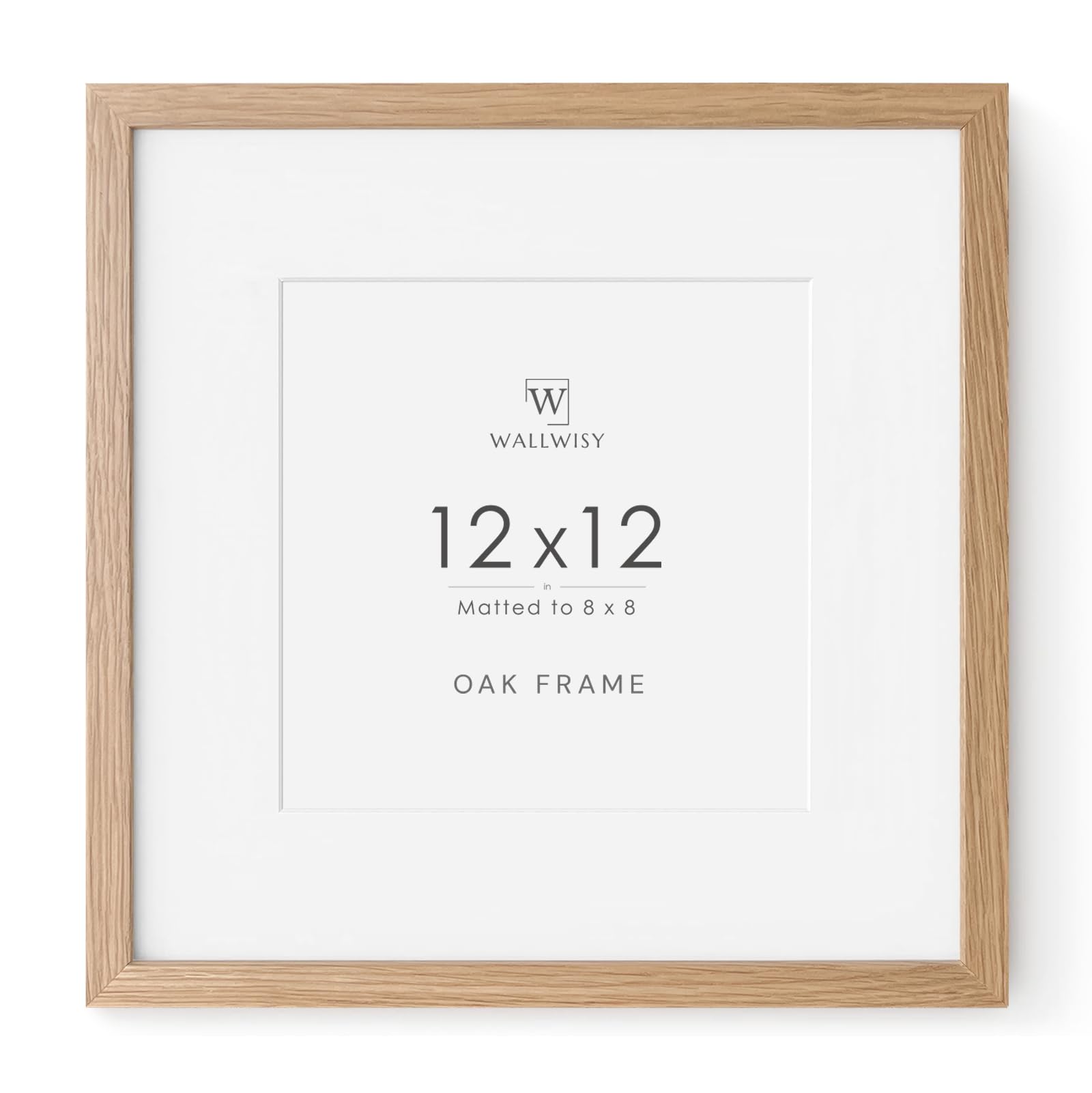 Photo 1 of 12x12 Oak Frame, Solid Wood 12x12 Picture Frame with Mat to 8x8, 12 x 12 Wooden Frames for Wall, Set of 1