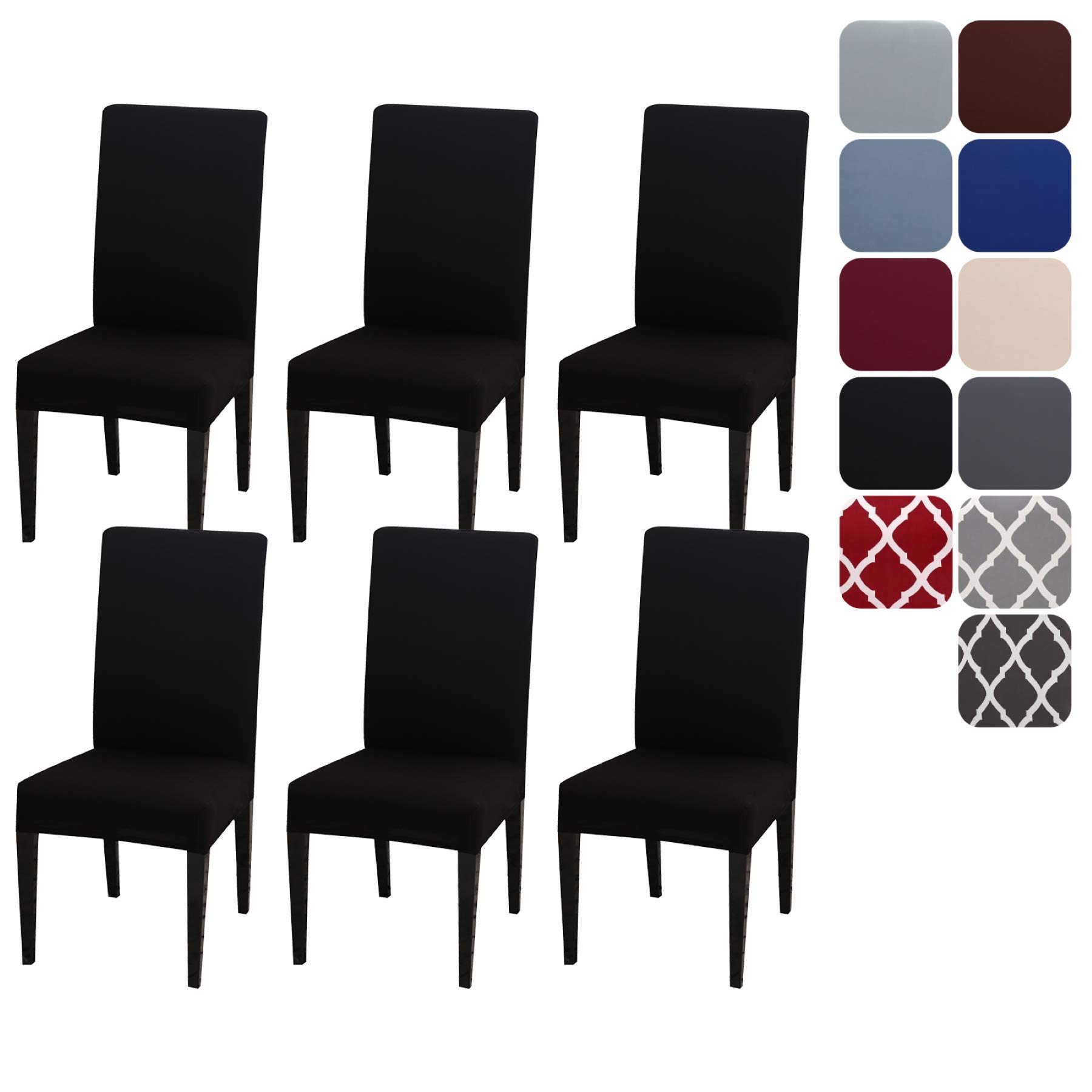 Aisprts Dining Room Chair Covers Slipcovers Set of 6, Stretch Removable Washable Dining Chair Protector Decoration Cover Seat Slipcover for Hotel, Ceremony, Banquet, Kitchen, Restaurant, Home