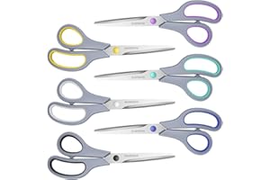 BLABLAOVY 8.5" All-Purpose Scissors, 6 Pack with Soft Comfort-Grip Handles, Sharp for Office, Home, DIY, Craft, Sewing, Fabric, Right/Left Hand