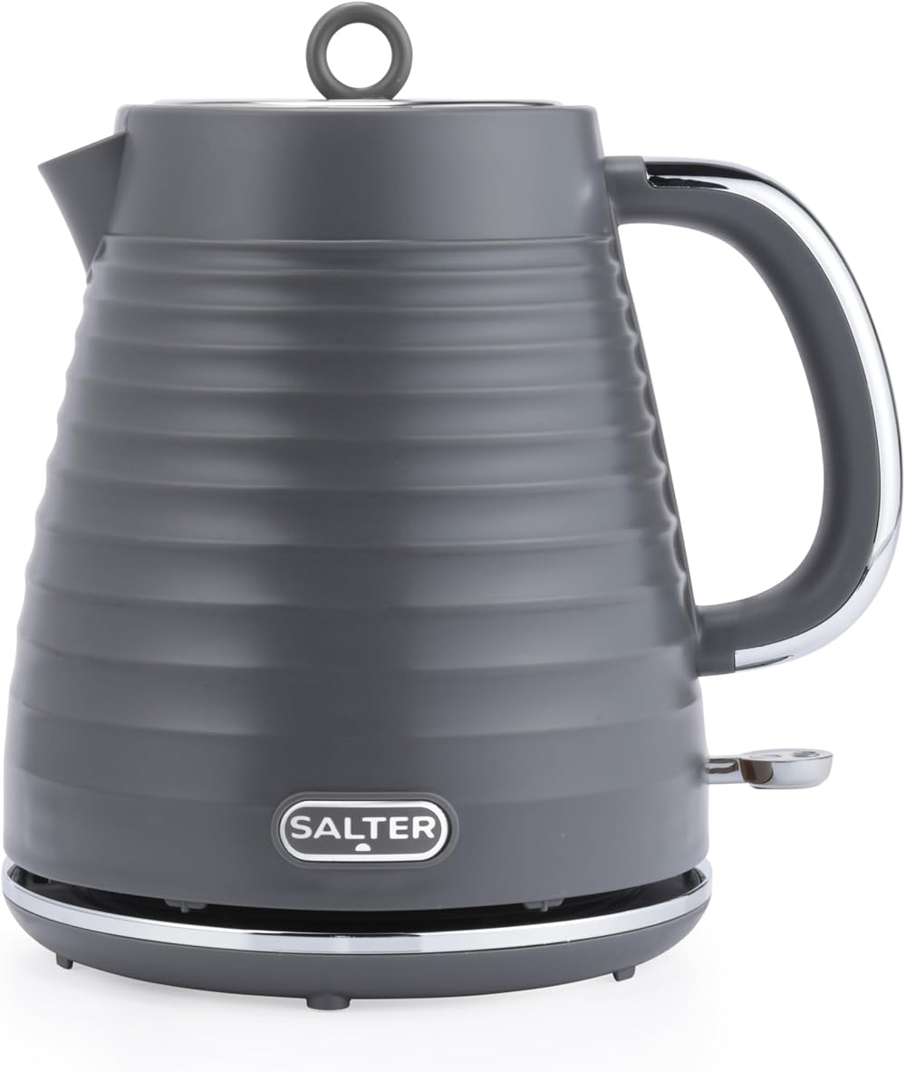 Salter Rapid Boil Kettle 1.7L 3kW Ripple Grey Cordless 360° Base