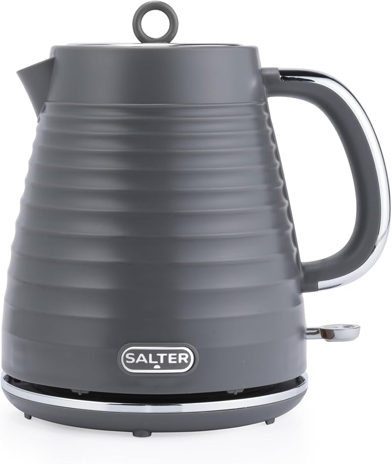 Salter Rapid Boil Kettle 1.7L 3kW Ripple Grey Cordless 360° Base