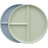Soptalles 2Pack 9 Inch Portion Control Plates, Divided Plates for Dinner, Round Bariatric Dinner Plate for Adults, Dishwasher Safe (Blue & Green)