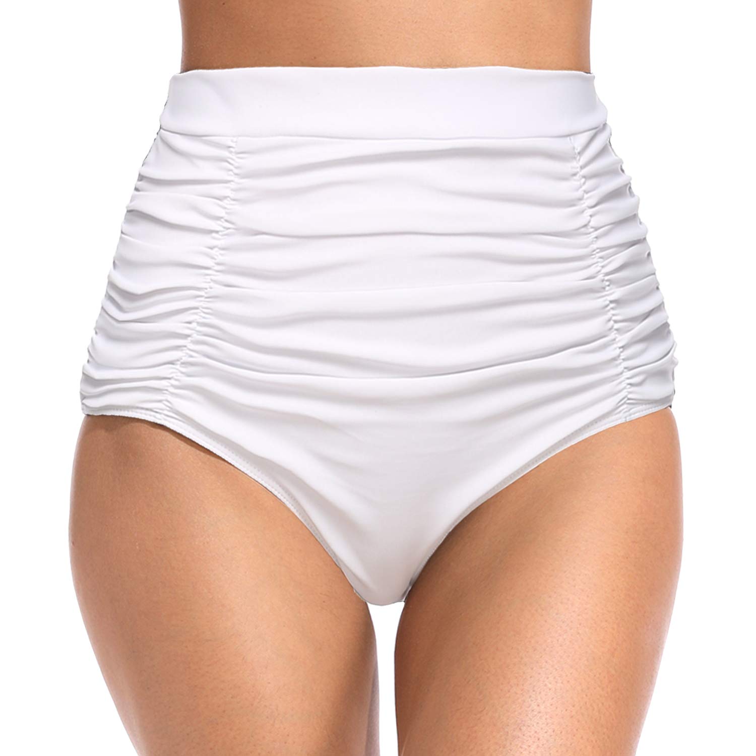 Buy YOFIT Women's Retro High Waisted Bikini Bottom Ruched Tummy Control