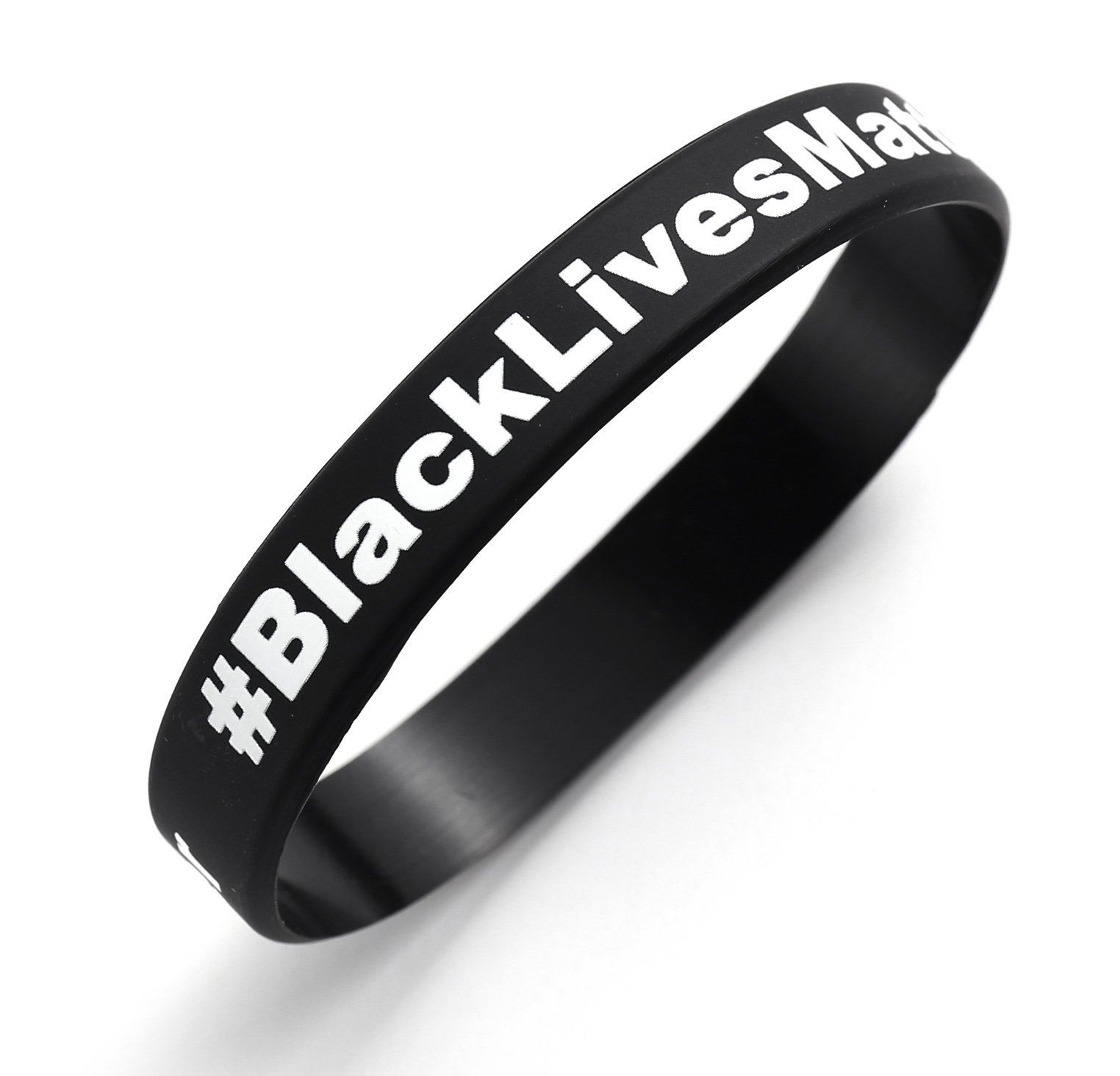 Komonee # Black Lives Matter Black Silicone Wristbands (Pack of 2)