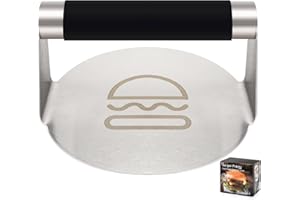Mizvsitrd Smash Burger Press: Food-Grade 304 Stainless Steel Burger Smasher, Hamburger Press with Silicone Anti-Scald Handle, 1 Piece Design Bacon Press, Grill Press, Griddle Press