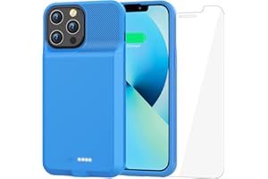 ATGIH Battery Case for iPhone 13 Pro Max 7000 mAh, Ultra-Slim Portable Charging Case Rechargeable Protective Anti-Fall Extended Battery Charger Cover for iPhone 13 Pro Max and 12 Pro Max 6.7" (Blue)