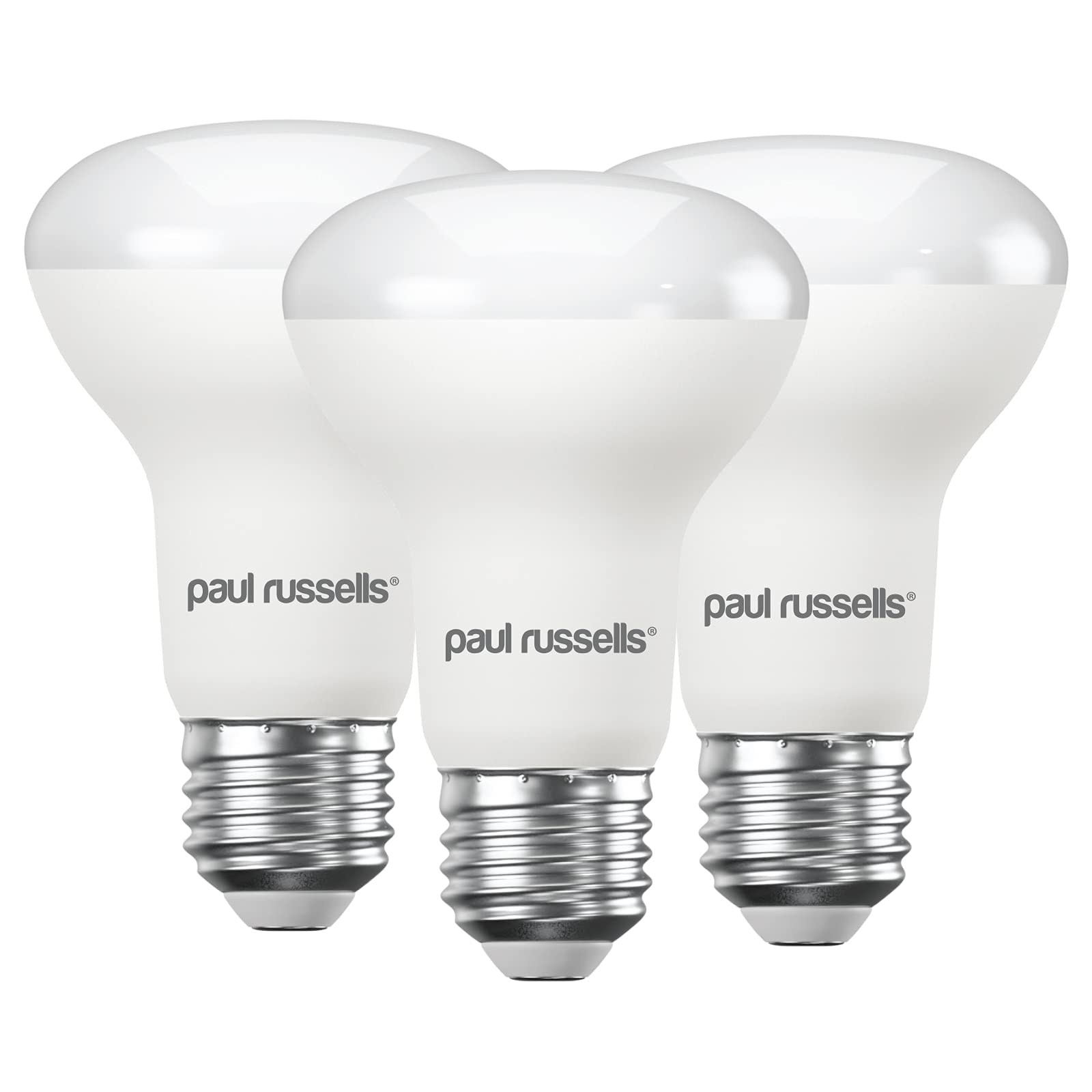 paul russells E27 Spotlight 8W LED Reflector R63 Light Edison Screw, 40w Equivalent Bulb, 710 Lumen, 6500K Daylight, Frosted 120° Beam Angle ES Energy Saving Lightbulbs, 3 Pack