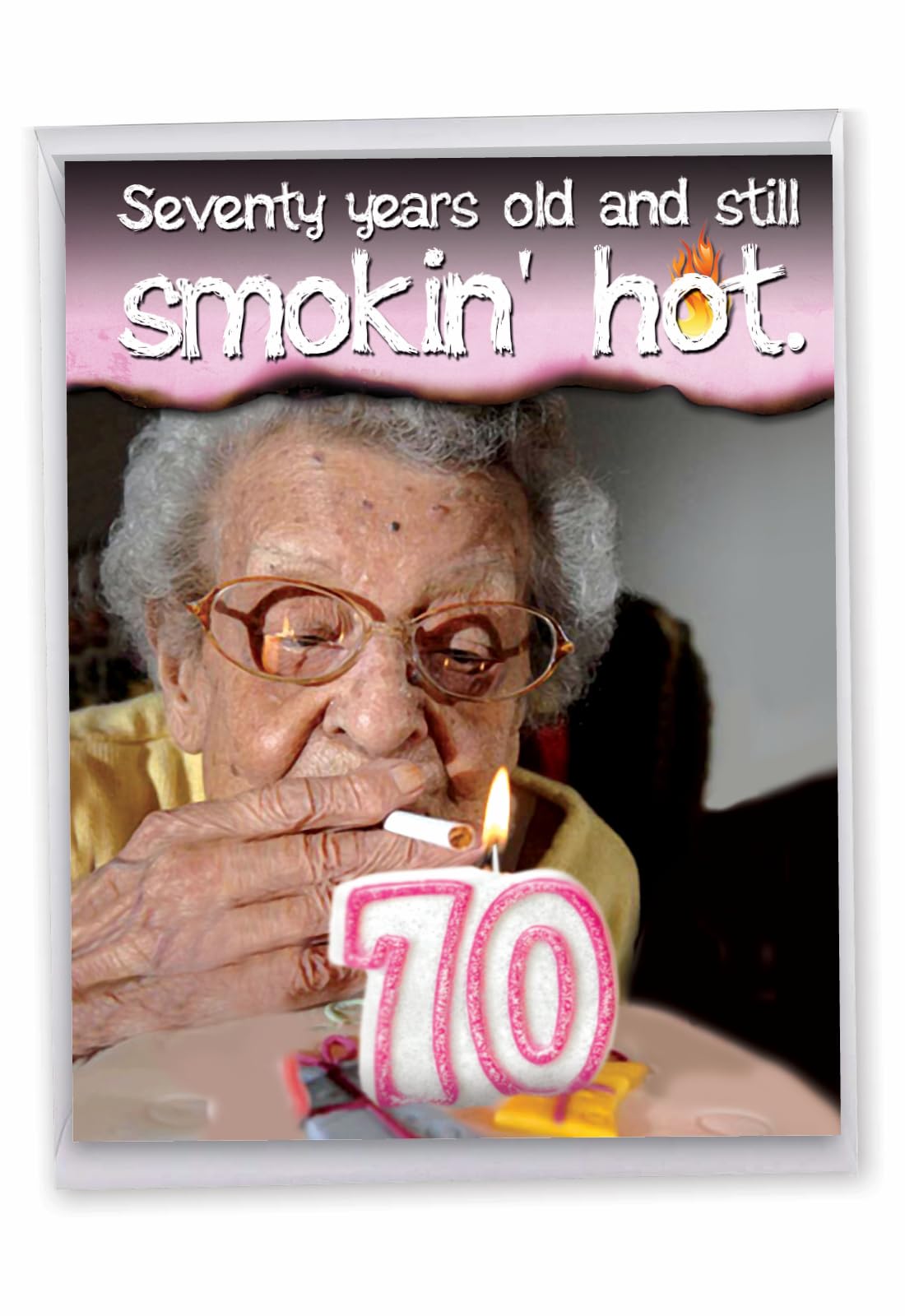 NobleWorks - 70th Funny Birthday Greeting Card (8.5 x 11 Inch) - 70 Years Old, Big Milestone Birthday Humor Card from Group, All of Us - Old and Hot 70 J8975MBG-US