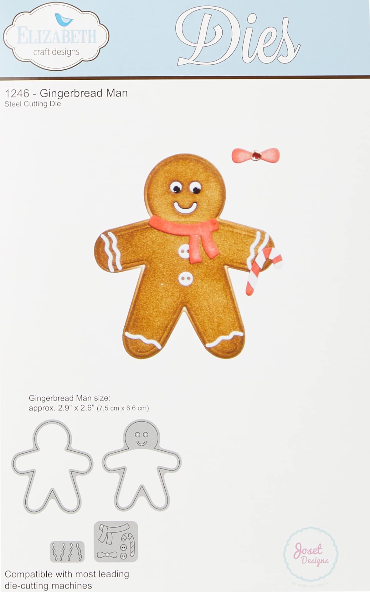 Elizabeth Craft Designs Gingerbread Man Die, Metal, Grey, 26.1 x 15 x 0.2 cm