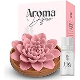 Aroma Diffuser Diatomite Peony Flower Essential Oil Diffuser with Aromatherapy Fragrant Oil for Home, Room Decor Fig Fragrance 10 ML (Diatomite Peony Flower (Pink))