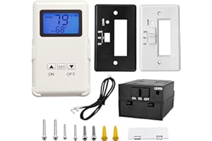 BXMGR 2025 Upgrade Fireplace Remote Control Kit,Compatible with Skytech, Ambient, Monessen,Majestic Millivolt Valve Fireplace Stove with Thermostatic On/Off Control Remote Receiver,LCD Display,5 Warranty