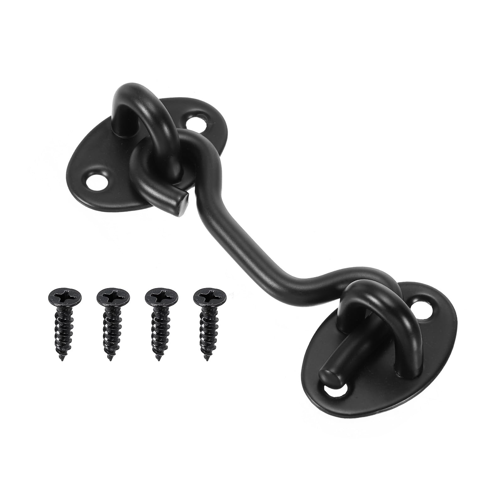 PATIKIL 3 Inch Hook Eye Latch, Stainless Steel Privacy Hook and Eye Latch Gate Latch Lock for Window Sliding Door Barn Door, Black