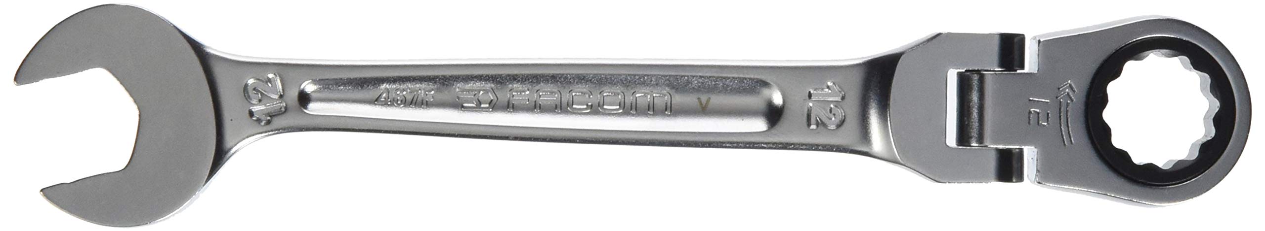 Facom 467BF.12 12mm Metric Jointed Ratchet Spanner - Silver