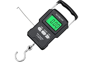 NUTRI FIT Luggage Weight Scale Fish Weighing Scales Digital Handheld Suitcase Weigher with Hook, 165lb/75kg with Measuring Tape for Travel, Fishing, Gifts