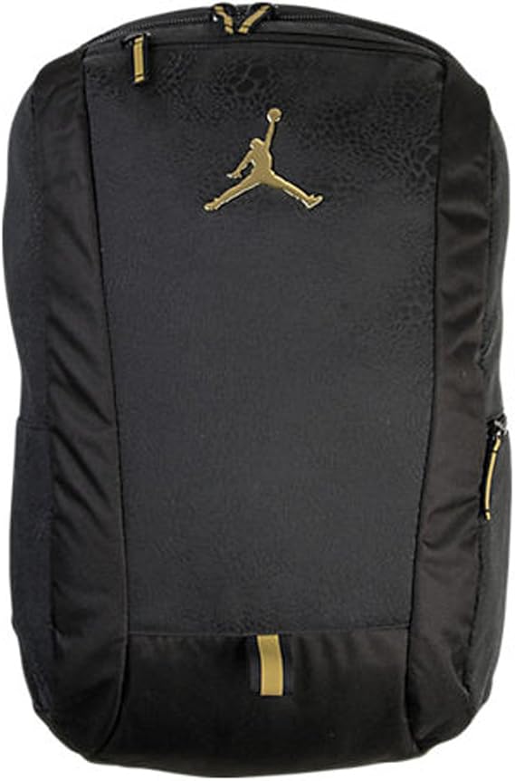 gold and black jordan backpack