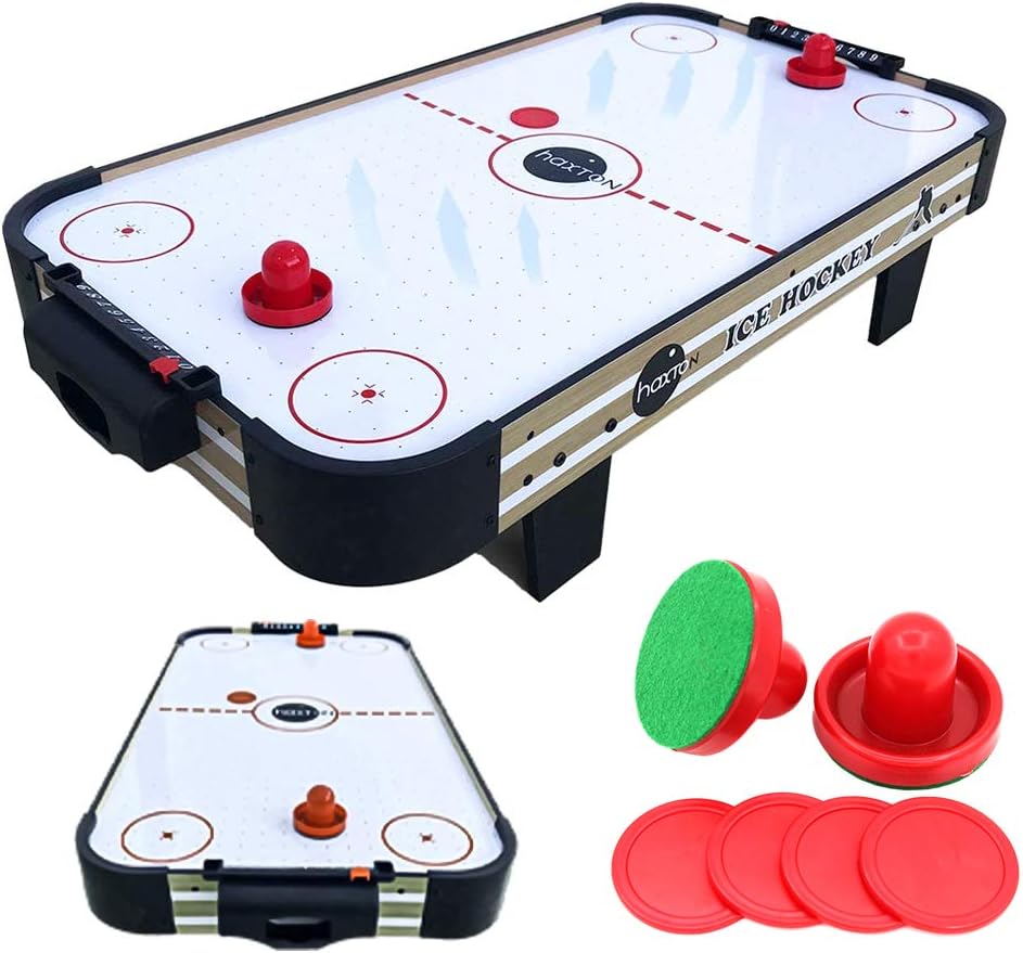 haxTON Air Hockey Table Accessories Sets with 4 Size Pucks and 2 Plastic Lightweight Goalies Replacement Accessories for Air Hockey Game Tables (Mini air Hockey Table) : Sports & Outdoors