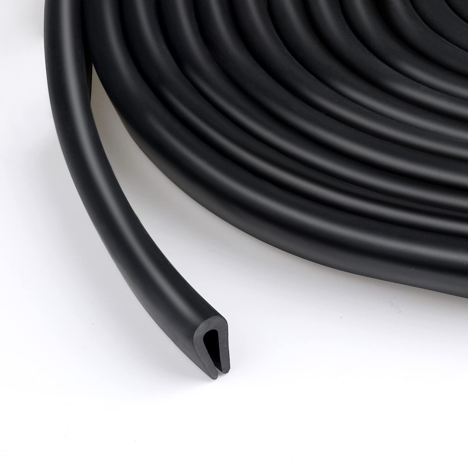 Photo 1 of Rubber U Channel Edge Trim, Door Seal Strip, Fits Edge up to 1/16 Inch (1. 6mm) U Shape Weather Stripping(100 Feet,Black)