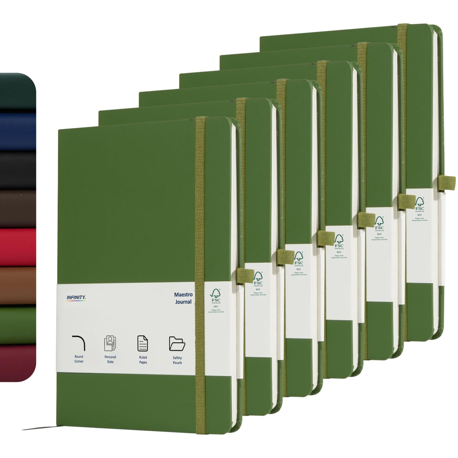 Infinity Notebook Journal, Maestro Journal Notebook Ruled Paper - A5 size 80 GSM Thick Lined Paper Hard Cover Classic Writing Journals, Diary with Rear Pocket & Pen Holder