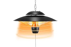 Hanging Patio Heater, 1,500W Electric Outdoor heaters for patios with 3s Instant heating, IP24 Waterproof Infrared heater for