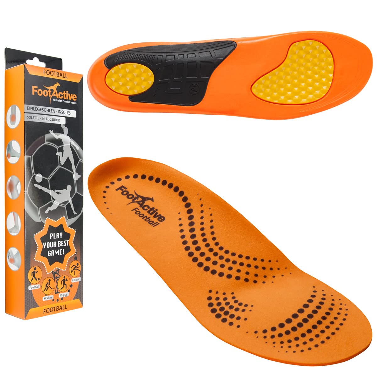 FootActive Football Insole - XS - 3/4.5 UK Orange