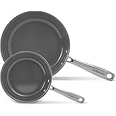 Cookware Set Nonstick Frying Pans, 8 &10 inches Ceramic Non Stick Skillets, Egg Fry Pans for Cooking,PTFE,PFOA,PFAs Free,Oven&Dishwasher Safe,Ash Grey