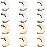 UNICRAFTALE 12pcs 2 Colors Moon Loose Beads Stainless Steel Metal Beads Spacer Bead for DIY Bracelets Necklaces Jewelry Making 8mm,1.8mm Hole Golden and Stainless Steel Color