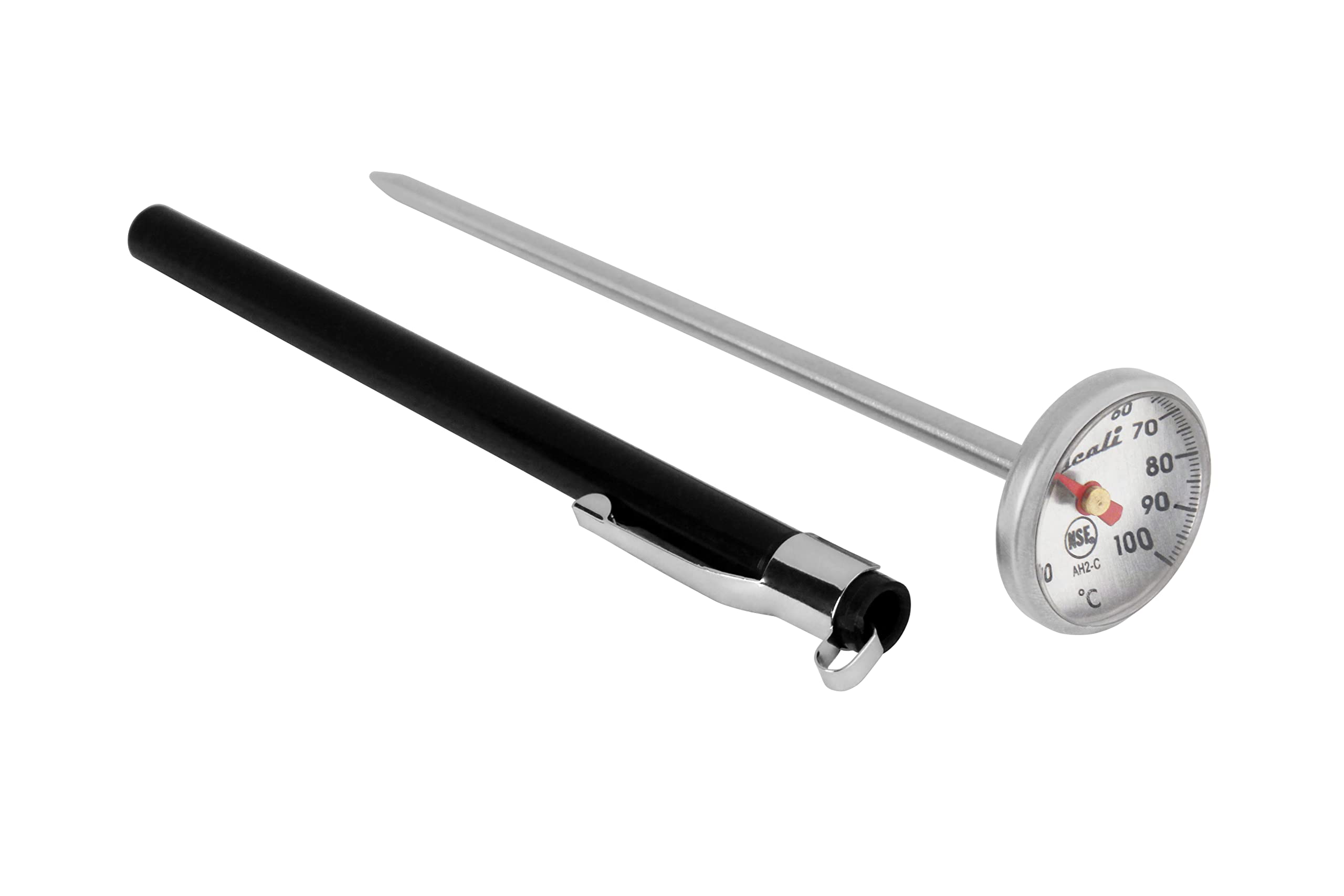 Escali AH2-C Instant Read Dial Thermometer, Protective Antimicrobial Case, -10 to 100 degrees Celsius, NSF Certified, Silver