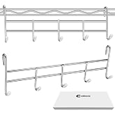 CroBlissful 2 Pcs 5 Hook Attachment for Wire Shelving, Steel Rack, Chrome | 1.5x12x4 Inch Hooks for Wire Shelves, Metal Shelf Organizer, Storage Display Rack, Closet Pantry Garage Accessories
