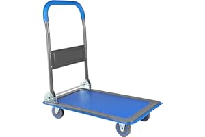 ARLTAMOX Moving Platform Hand Truck 330lbs.Foldable Push Cart Dolly with 360 Degree Swivel Wheels.Space Saving Dolly Cart for Easy Storage.Collapsible Rolling Tool Cart.Luggage Cart (Blue, 330LB)
