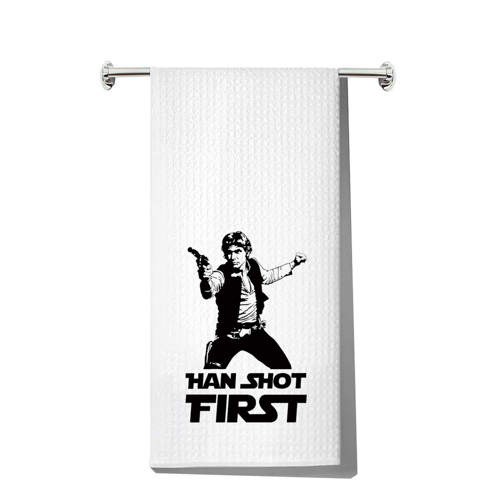 LEVLO Han Kitchen Towel Star Movie Fans Gift Han Shot First Tea Towel Han Merchandise (Han Shot First Towel)