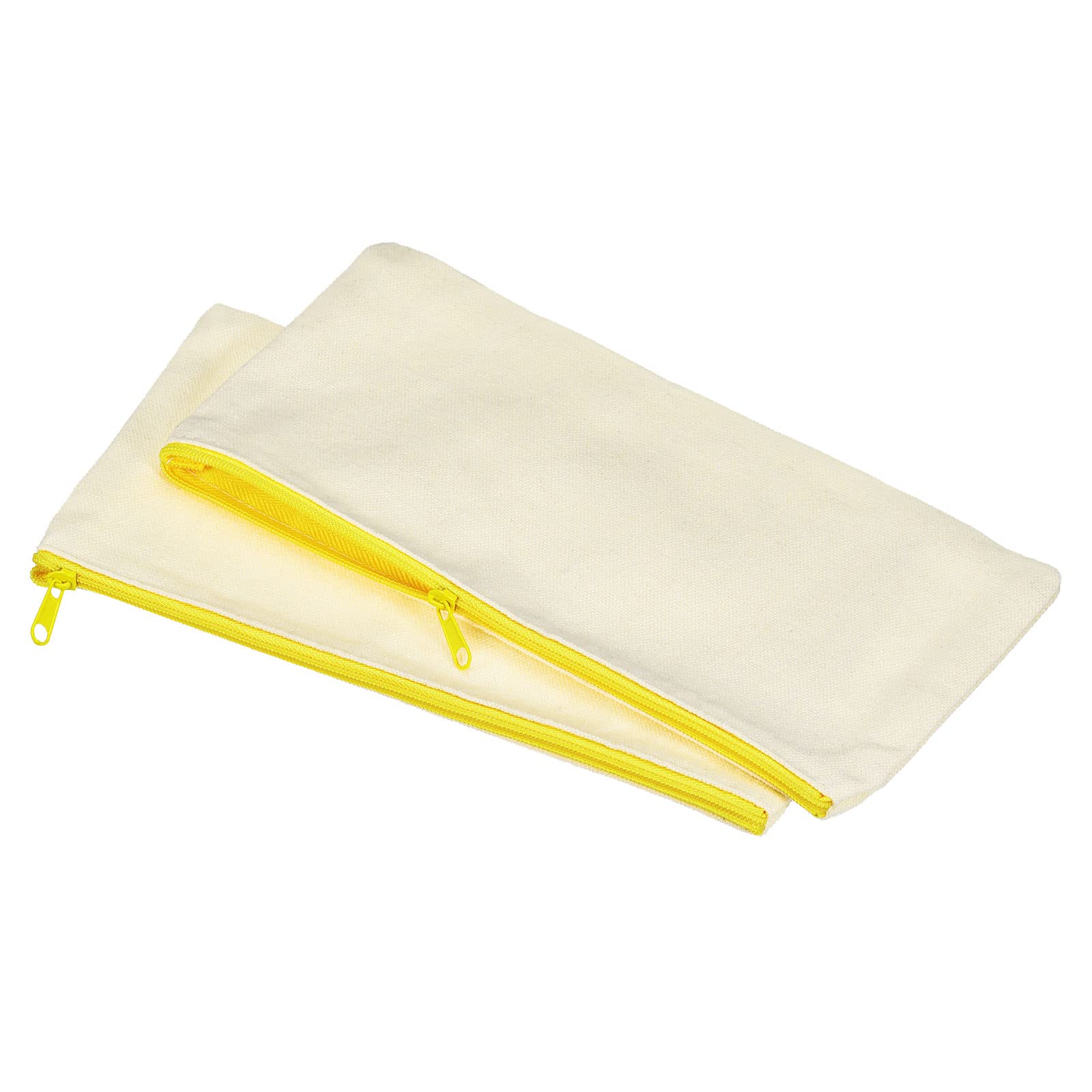 PATIKIL Canvas Zipper Pouch, 10 Pack Blank DIY Craft Zip Bags Pencil Case Organizer Pockets for Travel Storage Accessory, Yellow