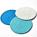 Kitchen Pot Holders Set Trivets Set 100% Pure Cotton Thread Weave Hot Pot Holders Set (Set of 3) Stylish Coasters, Hot Pads, Hot Mats, Spoon Rest for Cooking and Baking by Diameter 7 Inches (Blue)
