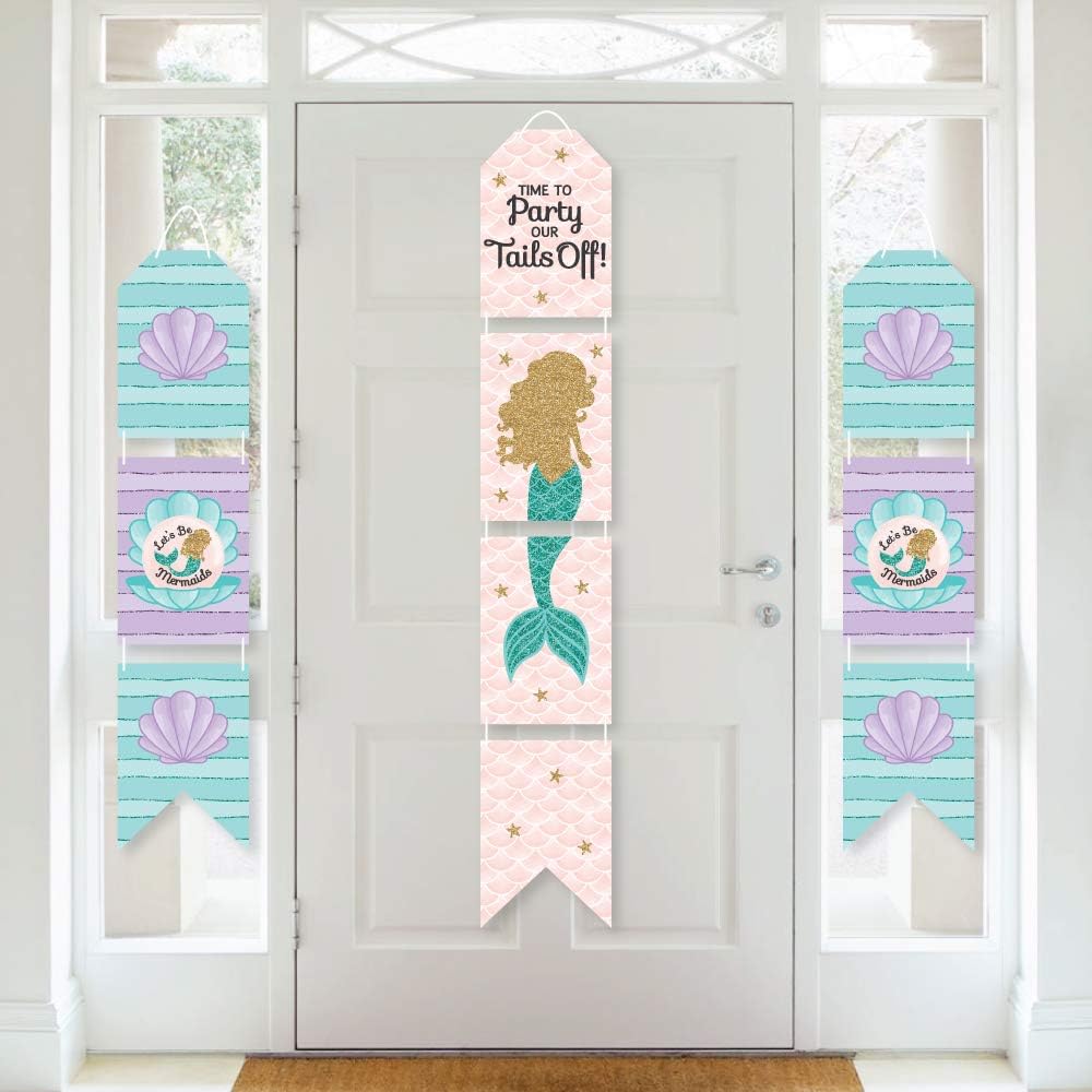 Big Dot of Happiness Let’s Be Mermaids - Hanging Vertical Paper Door Banners - Baby Shower or Birthday Party Wall Decoration Kit - Indoor Door Decor