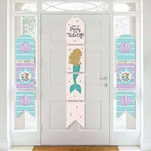 Big Dot of Happiness Let’s Be Mermaids - Hanging Vertical Paper Door Banners - Baby Shower or Birthday Party Wall Decoration Kit - Indoor Door Decor
