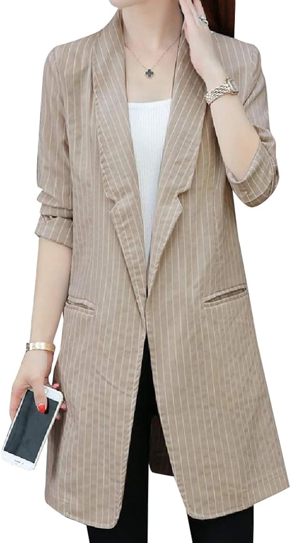 Whitive Womens ThighLength Modern Fit Blazer Jacket with Pockets 2 XL