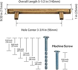 Goo-Ki 6-Pack Vintage Brass Drawer Handles 3-3/4