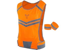 247 Viz Running Reflective Vest with Inside Pocket and 2 Bands, High Visibility Reflective Running Gear Safety Vest Straps for Men Women Kids for Night Running Walking Cycling