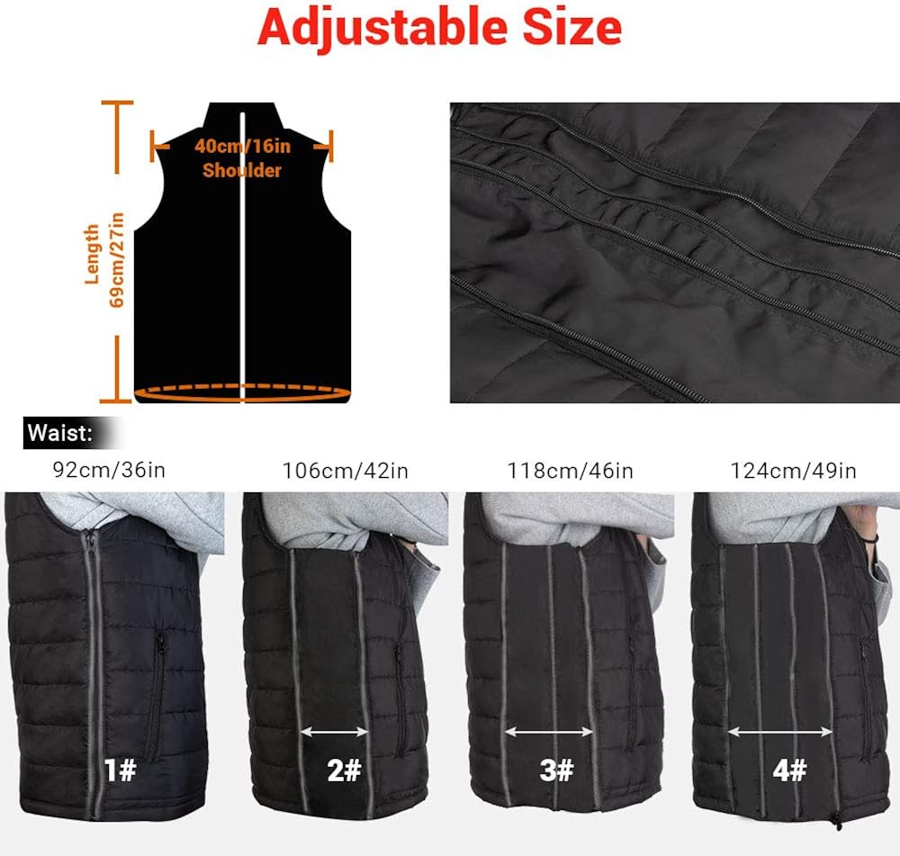 Dr. Prepare Heated Vest, Unisex Heated Clothing for men women, Lightweight USB Electric Heated Jacket with 3 Heating Levels, 6 Heating Zones, Adjustable Size for Hiking (Battery Pack Not Included) at  Men’s Clothing store