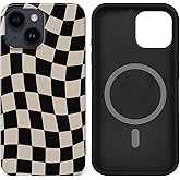 uCOLOR Compatible with iPhone 15/14/13 Case [8 ft Drop Tested] Compatible with MagSafe - Protective Luxury Designer Mag Series Cases (Black Checkered, iPhone 15/14/13)