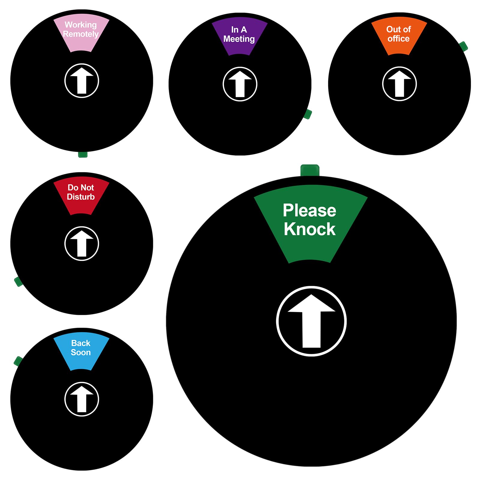 Photo 1 of Wedding Pails 6 Inch Office Door Sign,Do Not Disturb/Please Knock/Back Soon/Working Remotely/Out of Office/In a Meeting 6 Options,Plastic Wheel Privacy Sign for Door