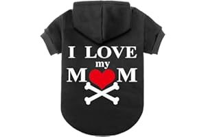 EXPAWLORER Dog Hoodie-Soft and Warm Dog Sweaters, Pet Clothes Autumn Winter Coat Sweatshirt with “I Love My MOM” Print for Puppy,Cat, Small Medium Large Dogs