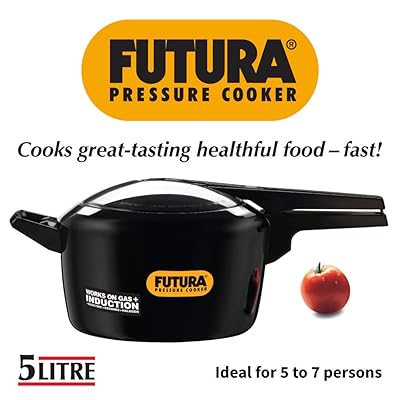 Hawkins F10 Futura Hard Anodised Pressure Cooker, 5 L, Black