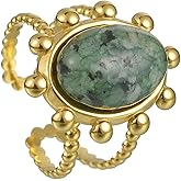 LadayPoa Simple Turquoise Ring, 18K Gold Plated Adjustable Boho Stackable Rings for Women, Western Eternity Wedding Band, Vintage Fashion Jewelry Gift