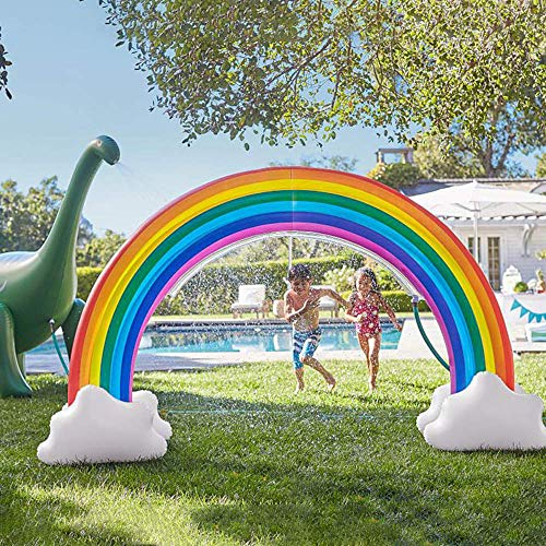 Ynredee Giant Inflatable Rainbow Arch Sprinkler,Inflatable Water Sprinkler Rainbow Outdoor Summer Water Spray Cool Play Fun Toy for Child Adult 78.74" (Rainbow)